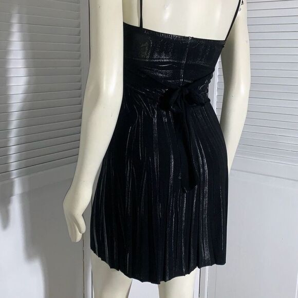 Vintage 90’s Y2K Black Empire Waist Metallic Party Dress Size Small - Picture 9 of 16